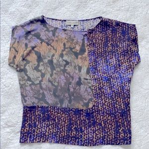 NEW Serial Cultura Blue Purple Silk Tie Dye Blouse Size 8/Small